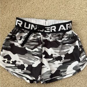 Under Armour Black and Gray Athletic Shorts with Camouflage Pattern